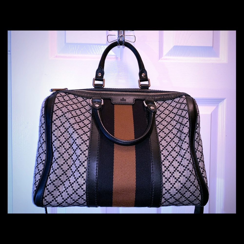 Gucci Diamante Canvas Boston Bag